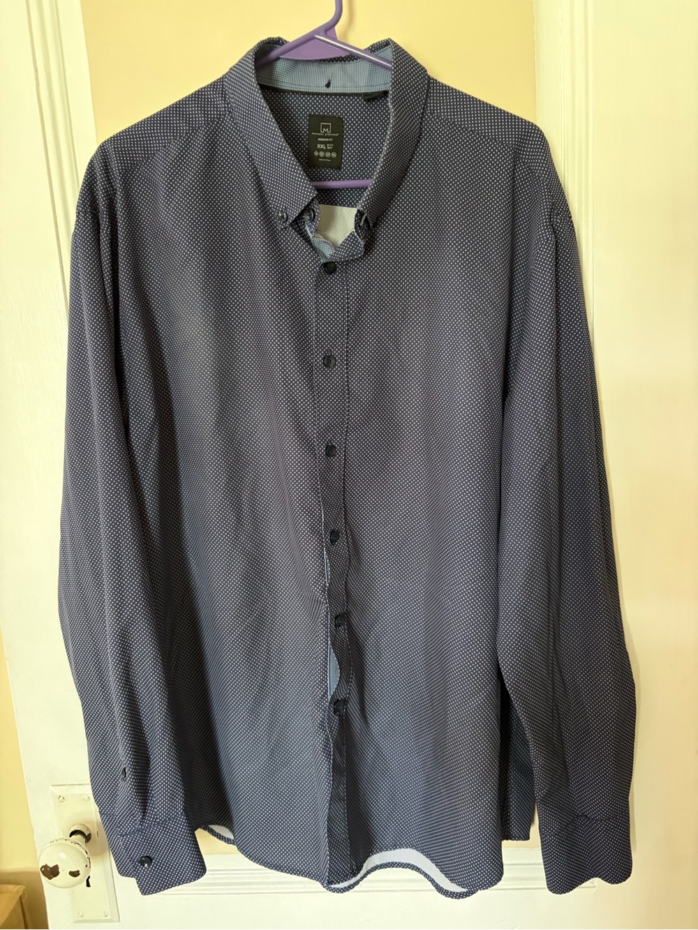 Men's Button-Up Shirt in Navy Microdot